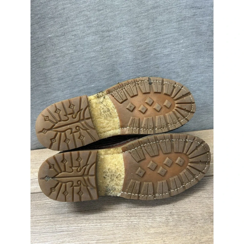 FRYE Nolan Brown Leather Moc Toe Boat Shoes Men's 8D,Mexico Double Bottom Sole